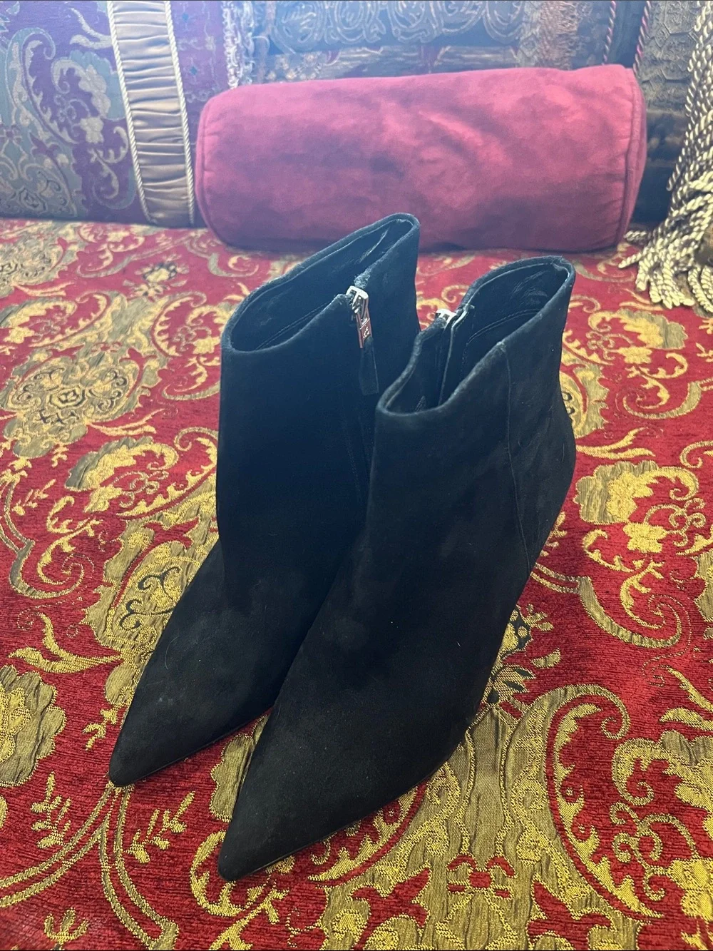 Sam Edelman Black Suede Pointed Toe Ankle Booties